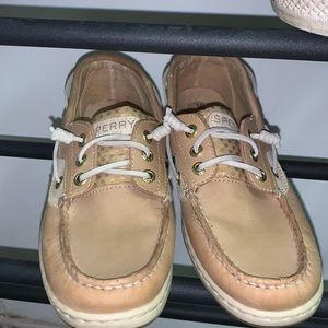 Sperry Top Sider Women's Size 7M STS98318 Slip-On Loafers Boat Shoes Tan Gold